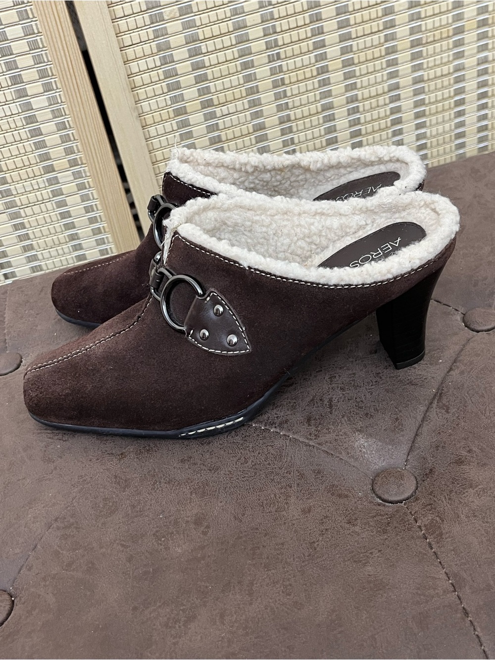 AEROSOLES Dark Brown Suede hill mules  7